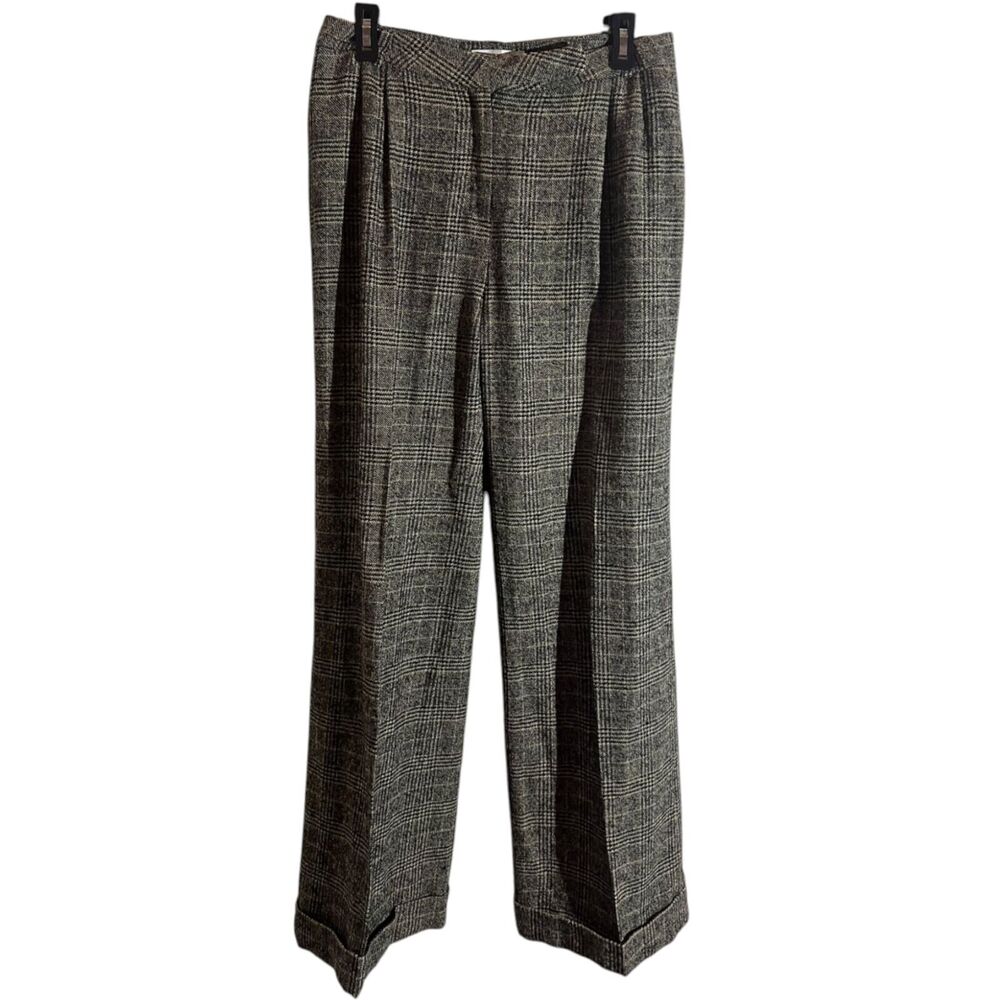 IRENE VAN RYB Wool Plaid Tapered Slim Pants Womens Size 42 (US L) Gray